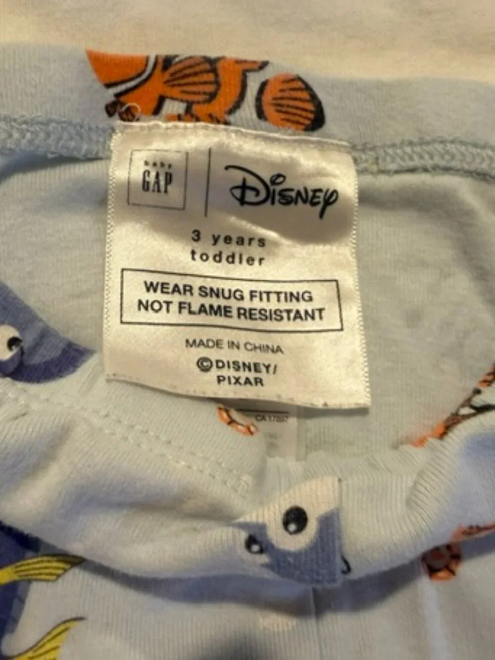Baby Gap/Gap Kids Disney Nemo, Dory & Friends (3T) 2 Piece Long Sleeve Pajamas